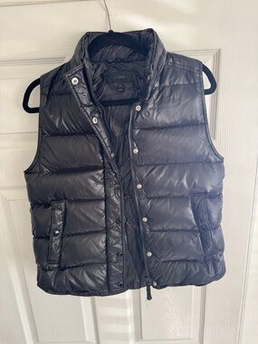 J. Crew Black Quilted Down-Style Puffer Vest